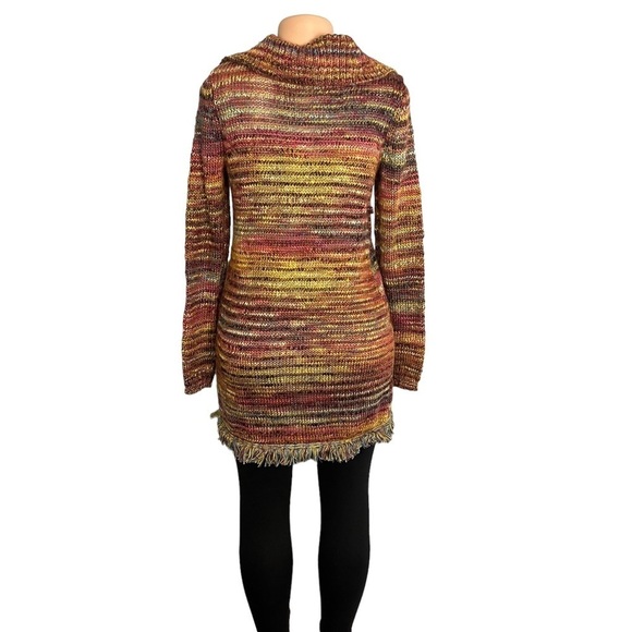 3/$30 🍂 Ponsesa Retro Multicolored Boho Fringe Open Front Duster Cardigan - Picture 8 of 11